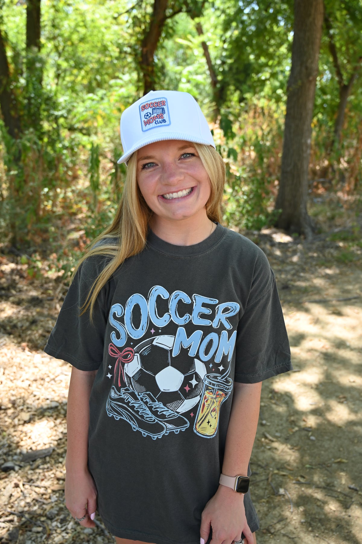 Soccer Moms Club Embroidered Patch Seersucker Brim Cap