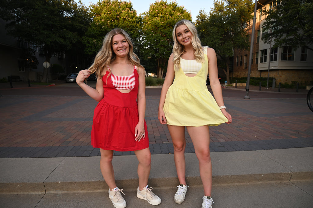 Two Piece Gingham Patchwork Mini Dress