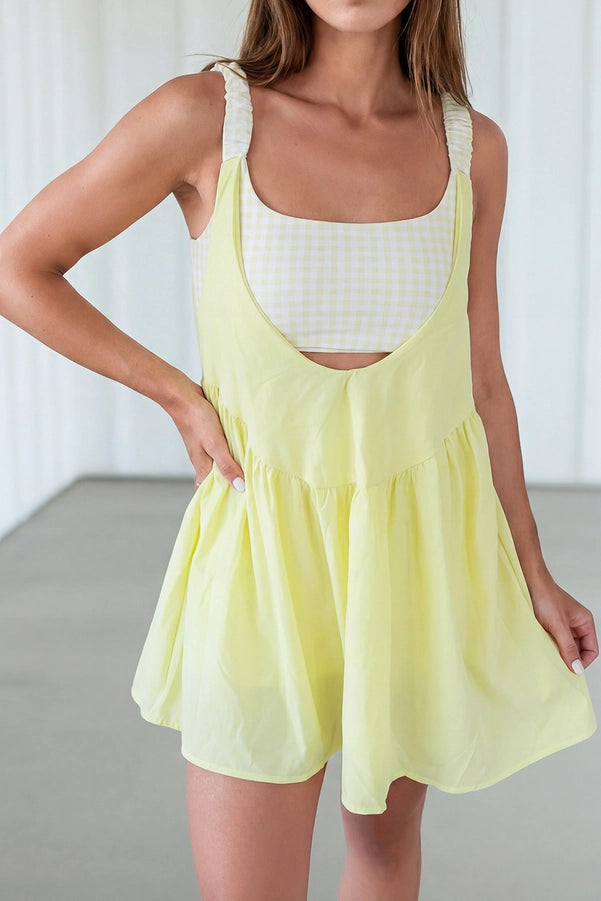 Two Piece Gingham Patchwork Mini Dress
