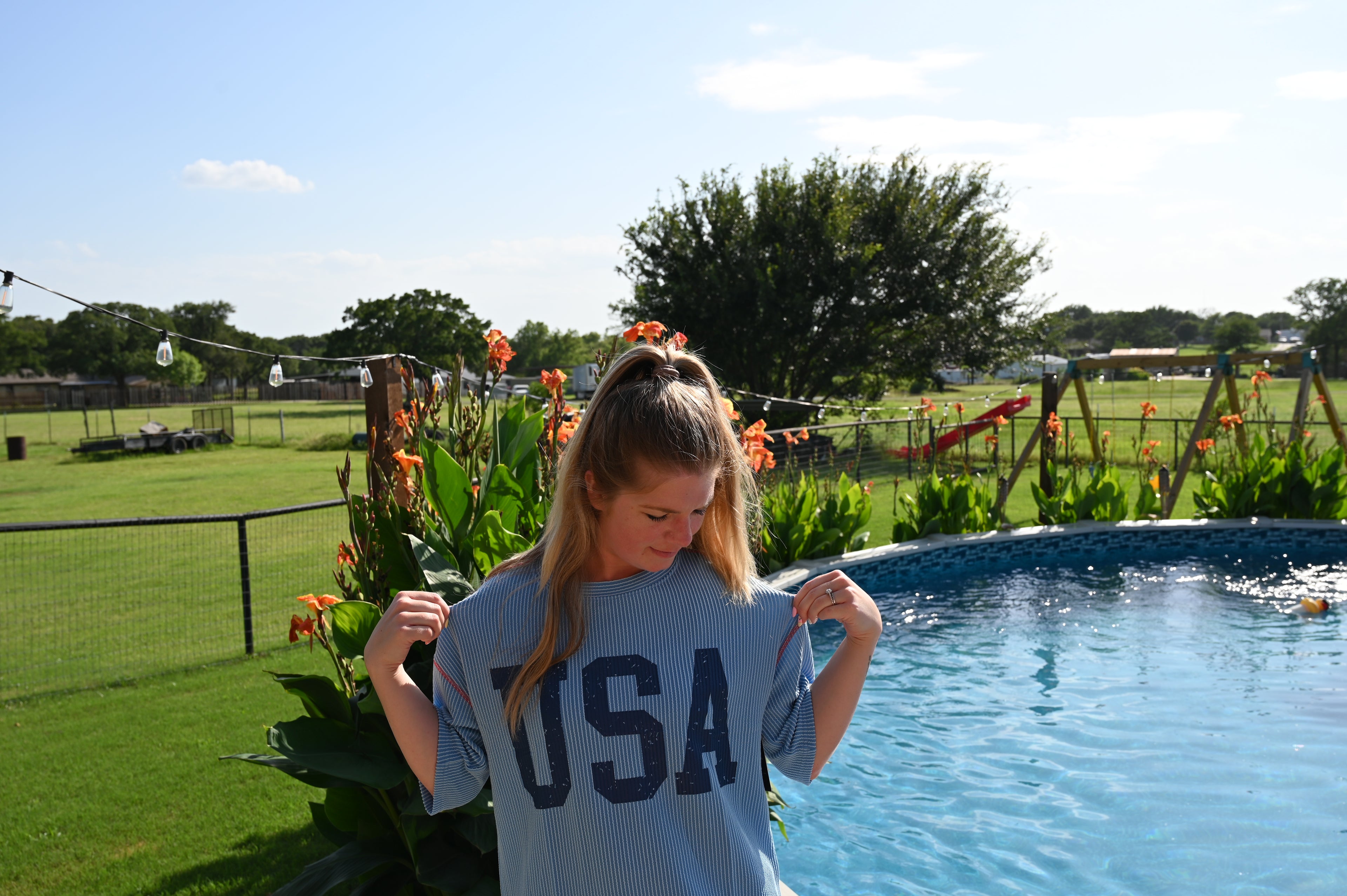 USA Loose Ribbed T-Shirt