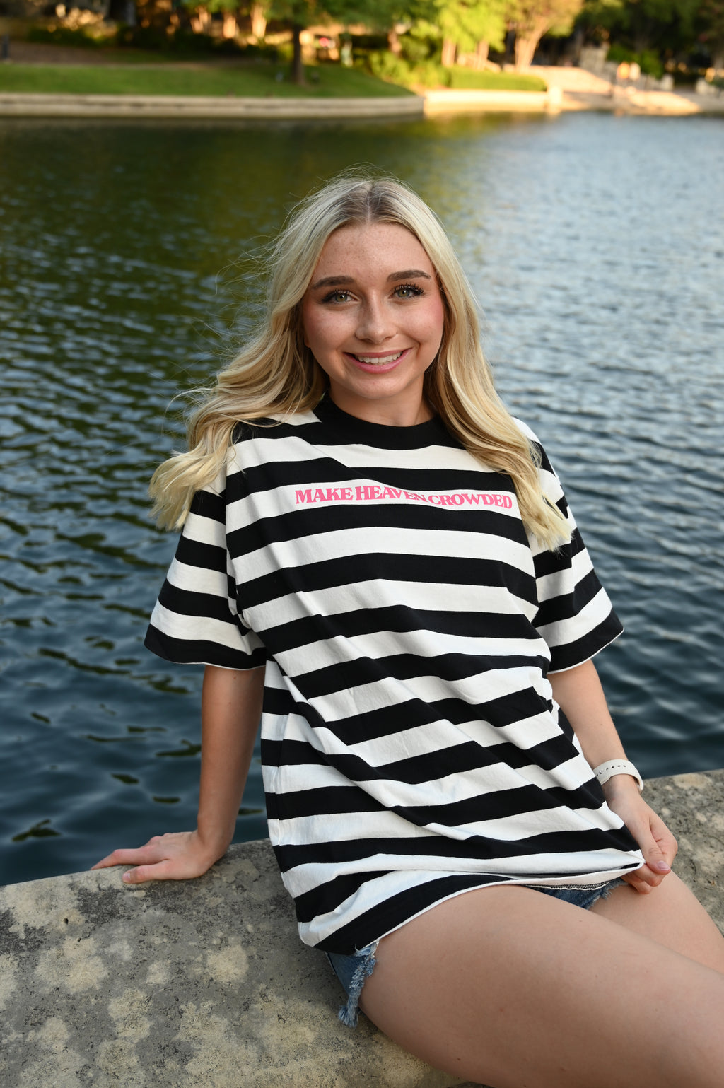 Make Heaven Crowded Striped Oversized T-Shirt