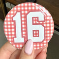 Gingham Number Button