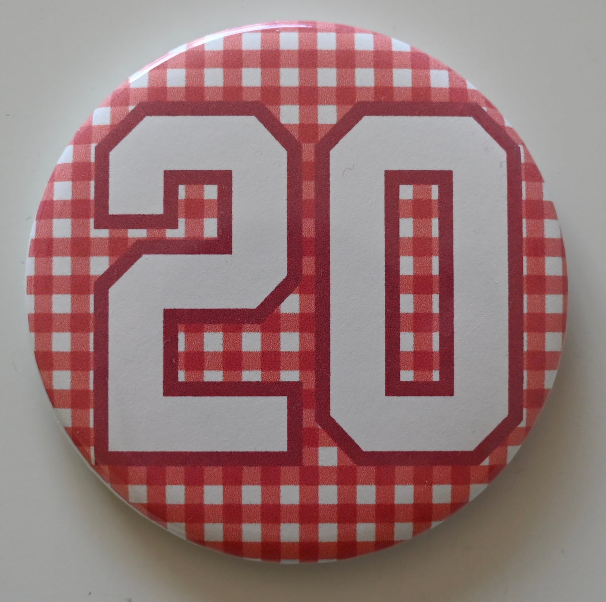 Gingham Number Button