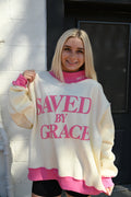 Saved By Grace Puff Print Mock Neck Sweatshirt