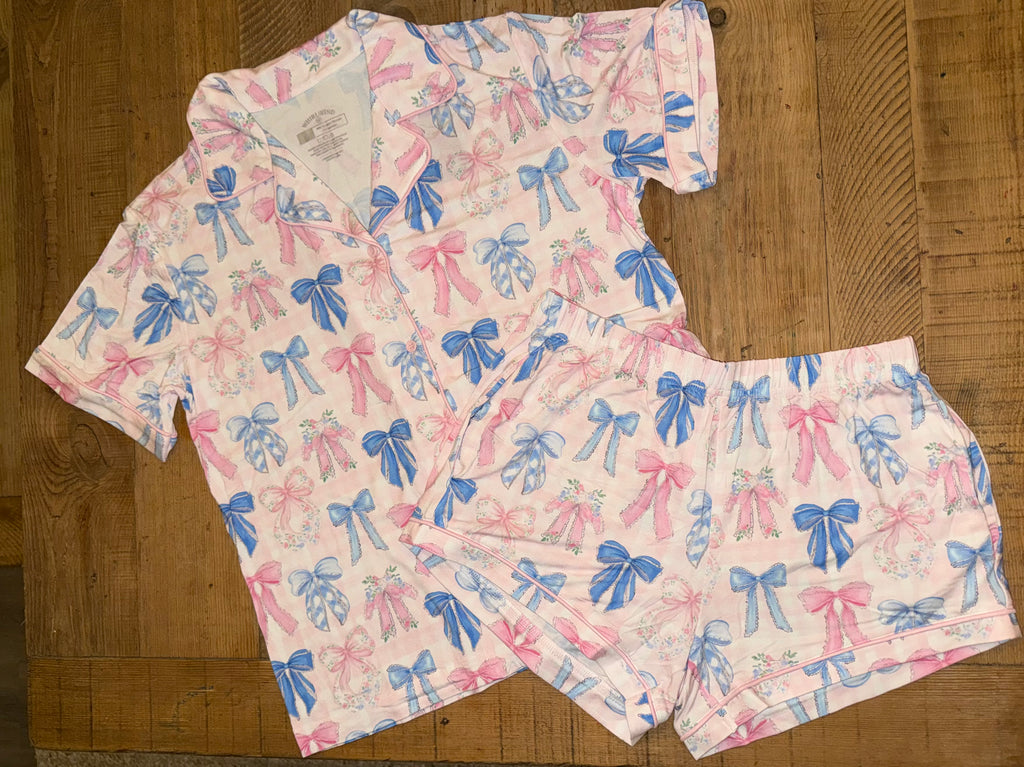 Blush & Blue Bow Pajamas