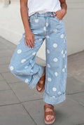 Casual Polka Dot Ankle Length Regular Jeans