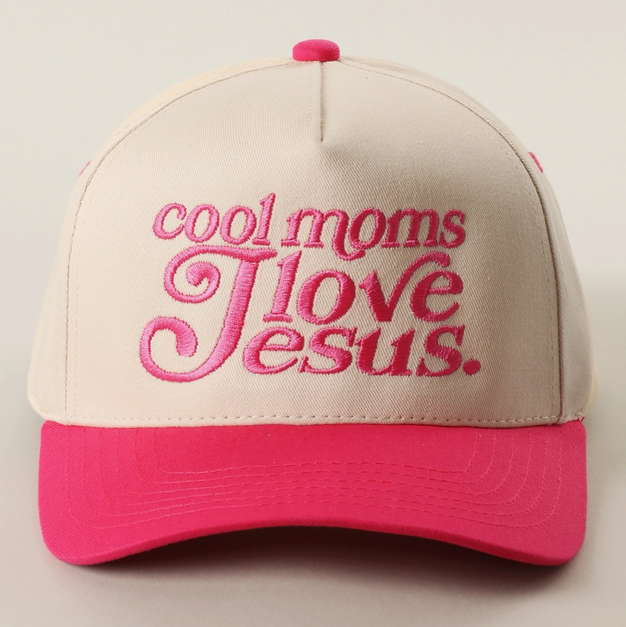 Cool Moms Love Jesus Embroidery Two-Tone Trucker Hat