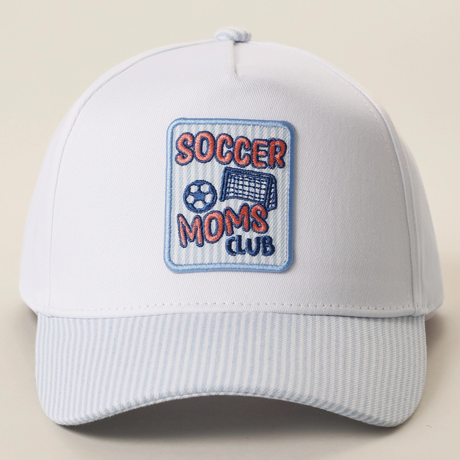 Soccer Moms Club Embroidered Patch Seersucker Brim Cap