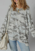 Camouflage Print Fit Long Sleeve Pullover