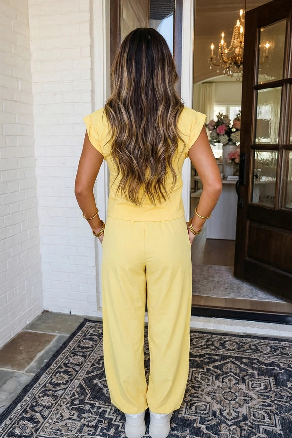 Cropped Tank Top and Jogger Pants Set