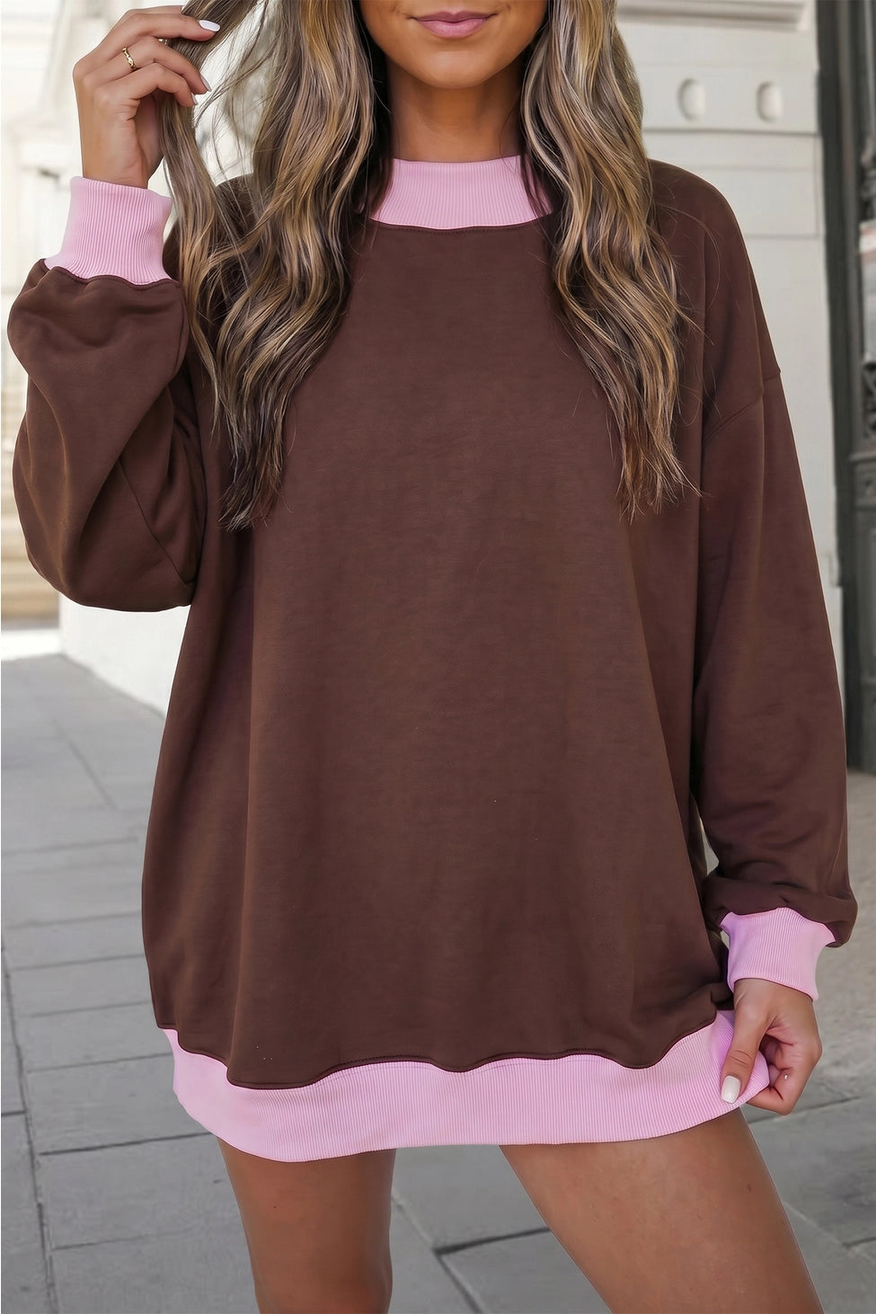 Bold Colorblock Mock Neck Sweatshirt