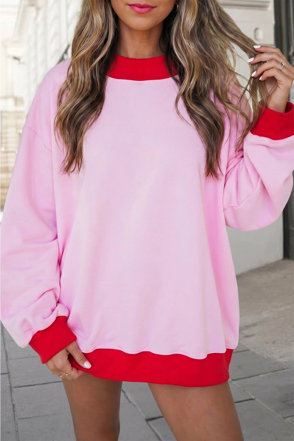 Bold Colorblock Mock Neck Sweatshirt