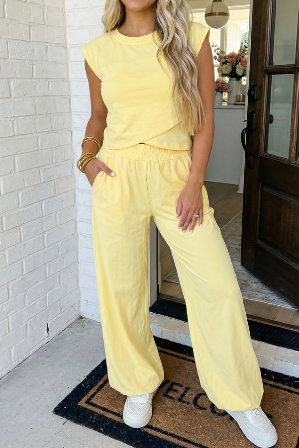 Cropped Tank Top and Jogger Pants Set